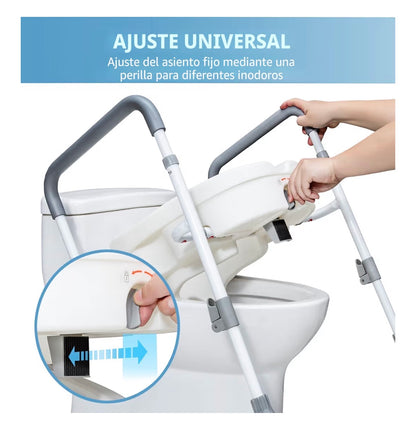 Asiento de inodoro elevado con asas para Adultos Mayores