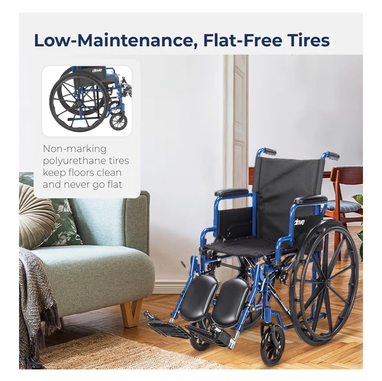Silla de Ruedas Drive Medical 20” Posa Pies Elevadores