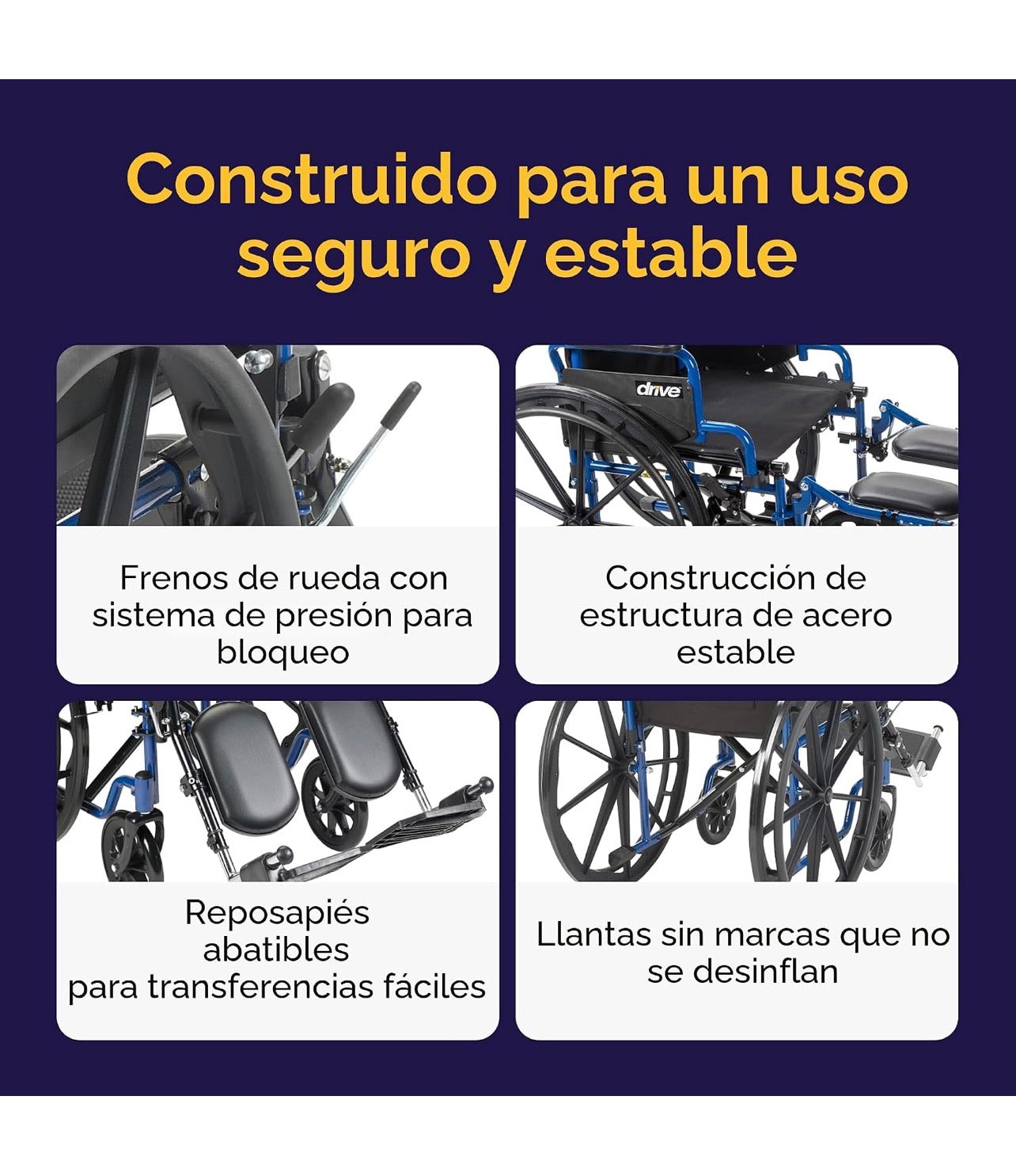 Drive Medical Blue Streak - Silla de ruedas plegable ligera
