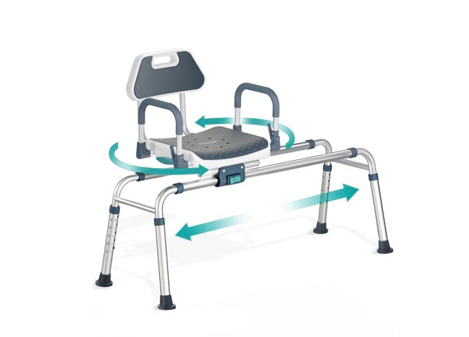 Silla de ducha deslizante con asiento giratorio