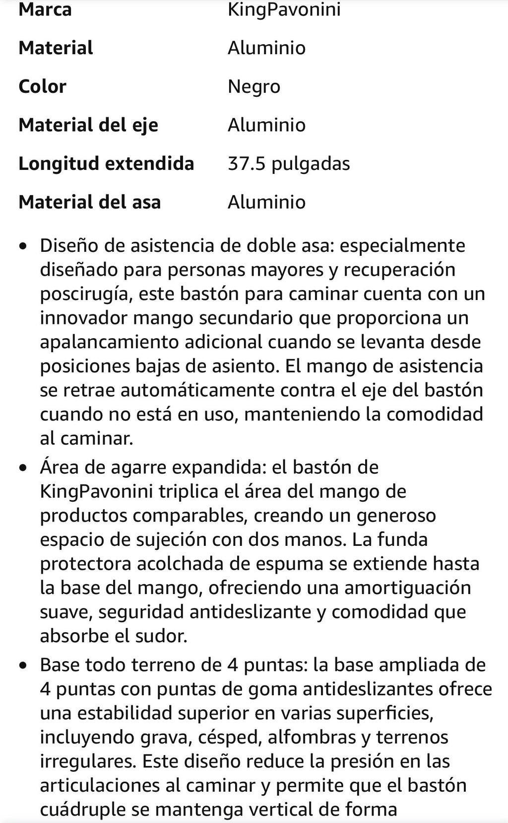 Bastones para mujeres/hombres con segundo mango, bastón plegable y ajustable con base de 4 puntas