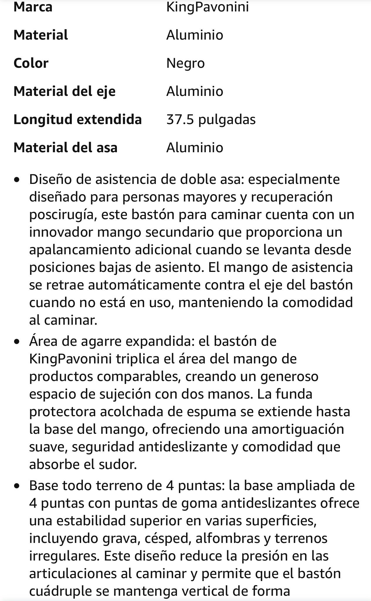 Bastones para mujeres/hombres con segundo mango, bastón plegable y ajustable con base de 4 puntas