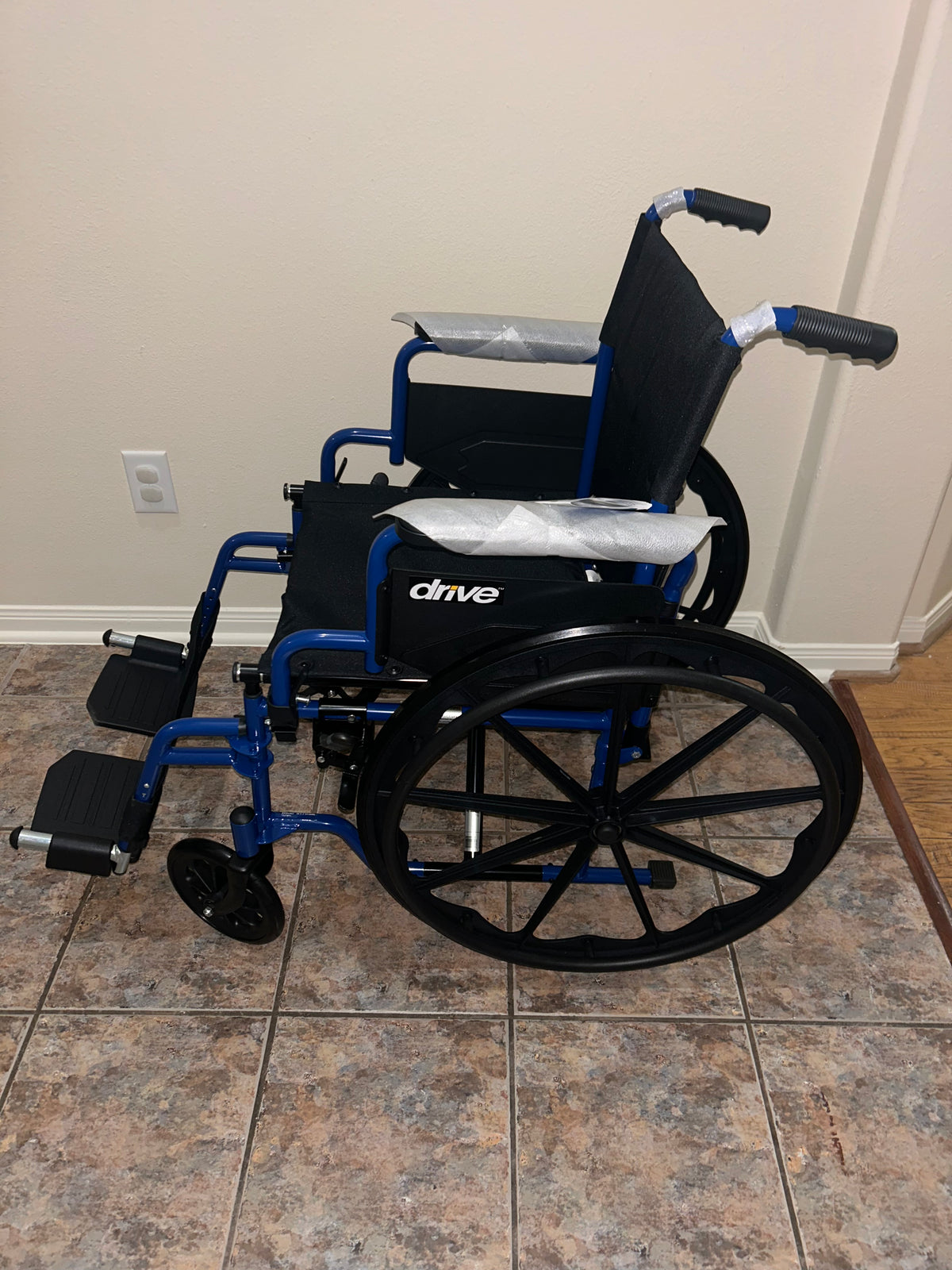 Drive Medical 18” Wheelchair with Fixed Footrests – Blue