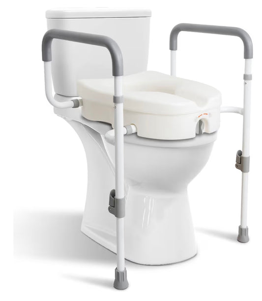 Raised Toilet Seat with Safety Handles – 5” Height