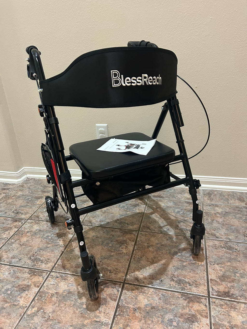 BlessReach Andador plegable ligero con asiento para personas mayores