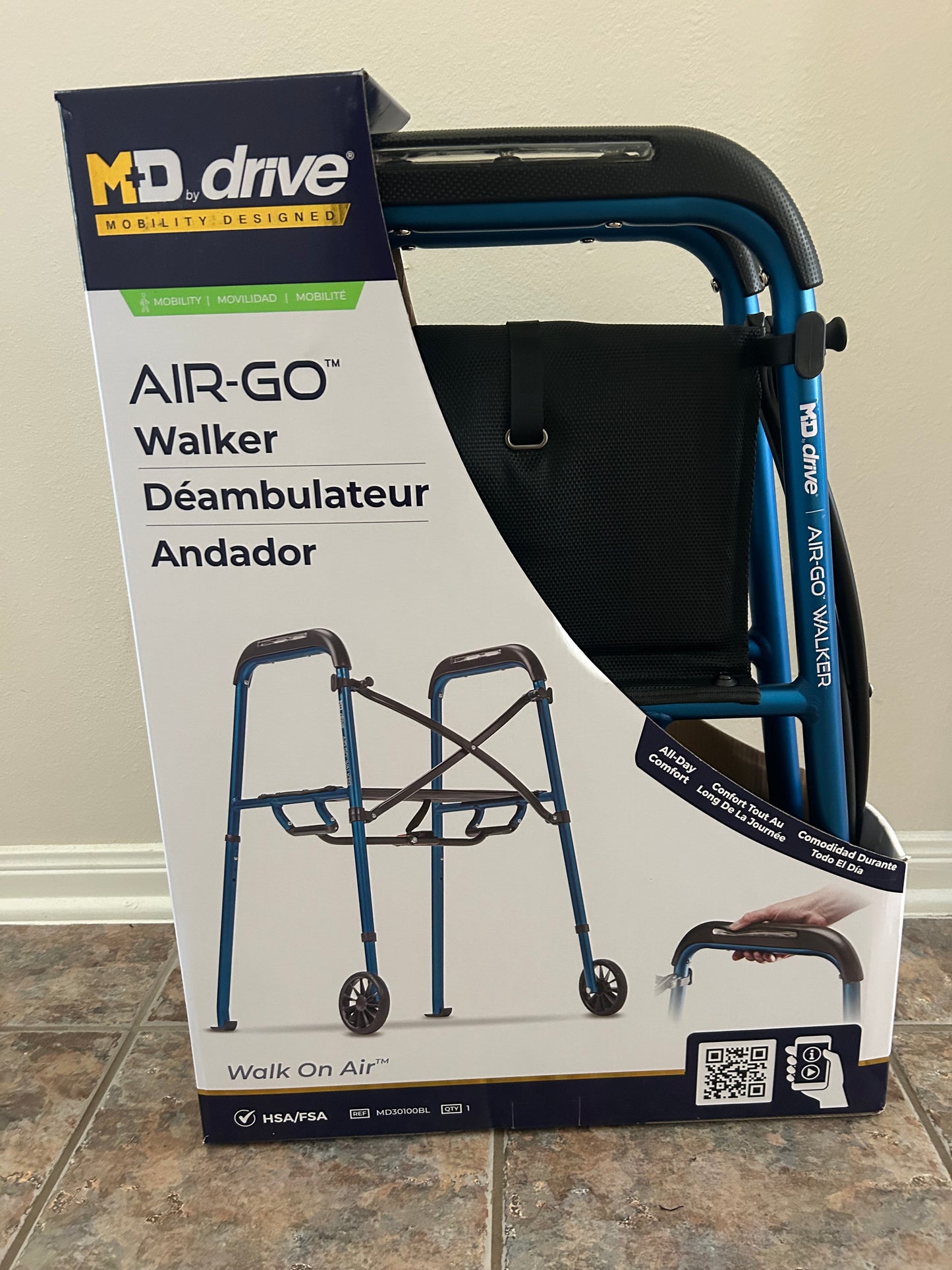 Air-Go - Andador plegable con asiento, capacidad de 300 libras