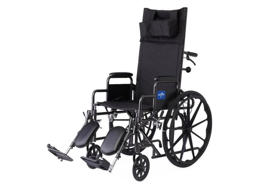 Medline 16” Reclining Wheelchair with Elevating Leg Rests – 300 lb Capacity