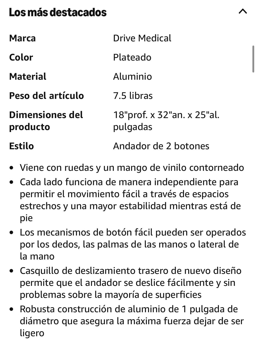 Andador plegable de lujo de dos botones con ruedas de 5 pulgadas
