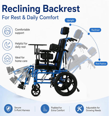Silla de ruedas pediátrica reclinable