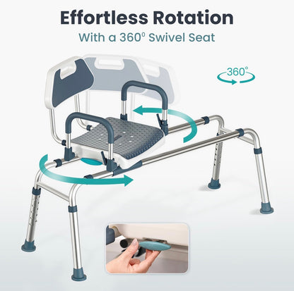 Silla de ducha deslizante con asiento giratorio