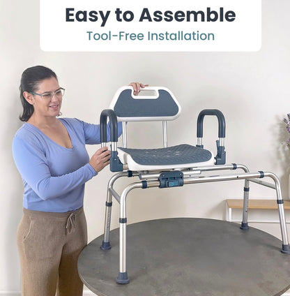 Silla de ducha deslizante con asiento giratorio
