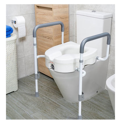 Asiento de inodoro elevado con asas para Adultos Mayores