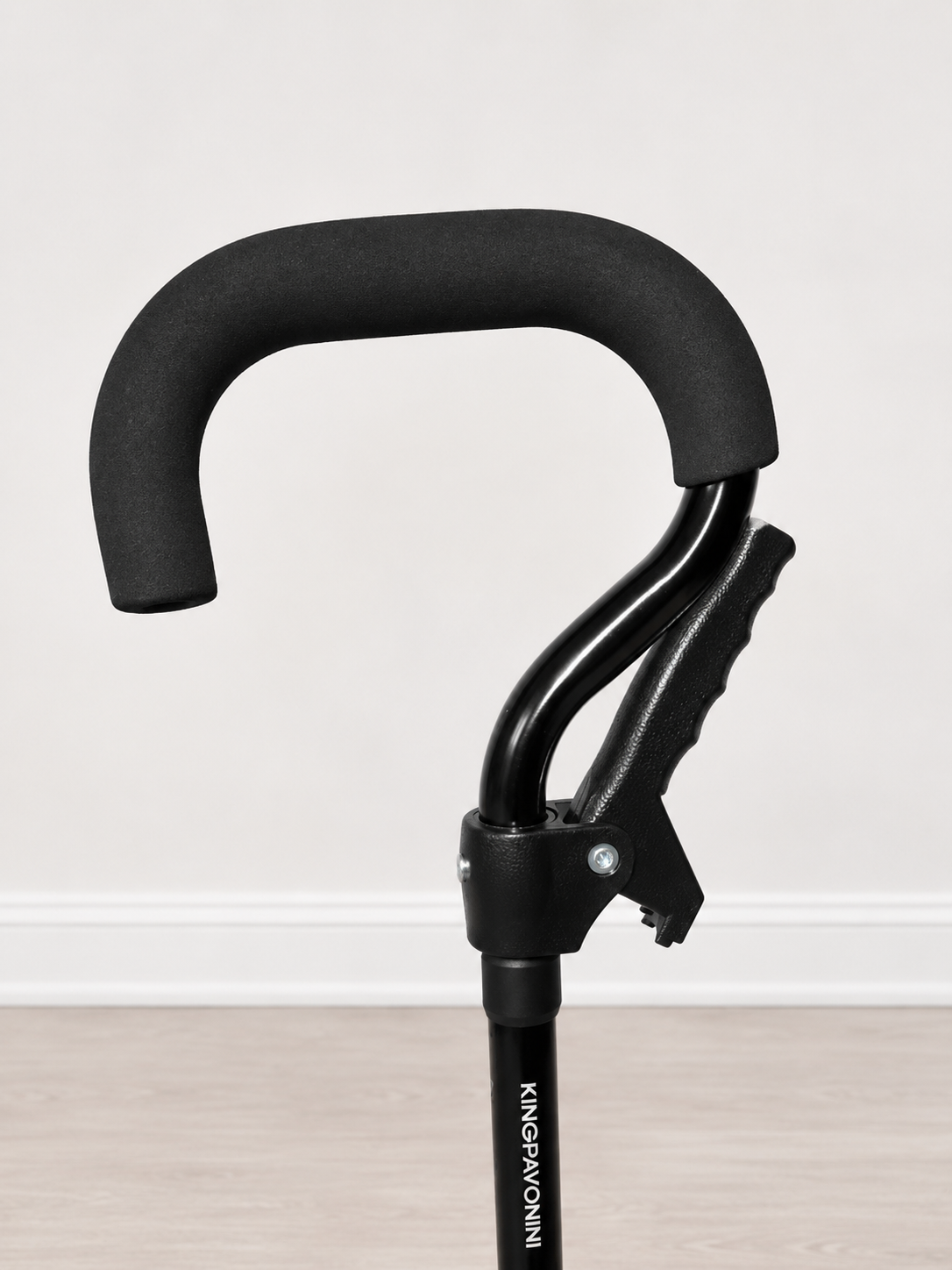 Adjustable Folding Quad Cane with Dual Handle – Black
