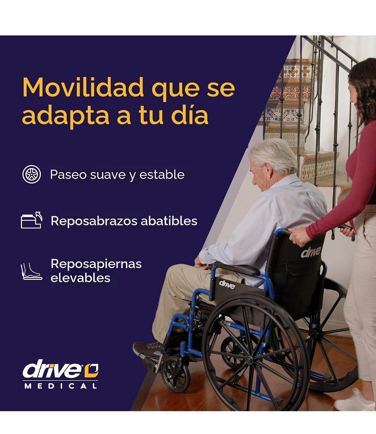 Drive Medical Blue Streak - Silla de ruedas plegable ligera