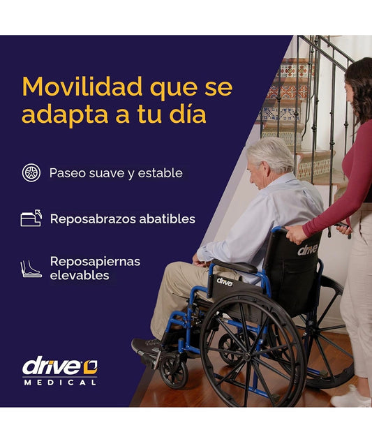 Drive Medical Blue Streak - Lightweight Folding Wheelchair