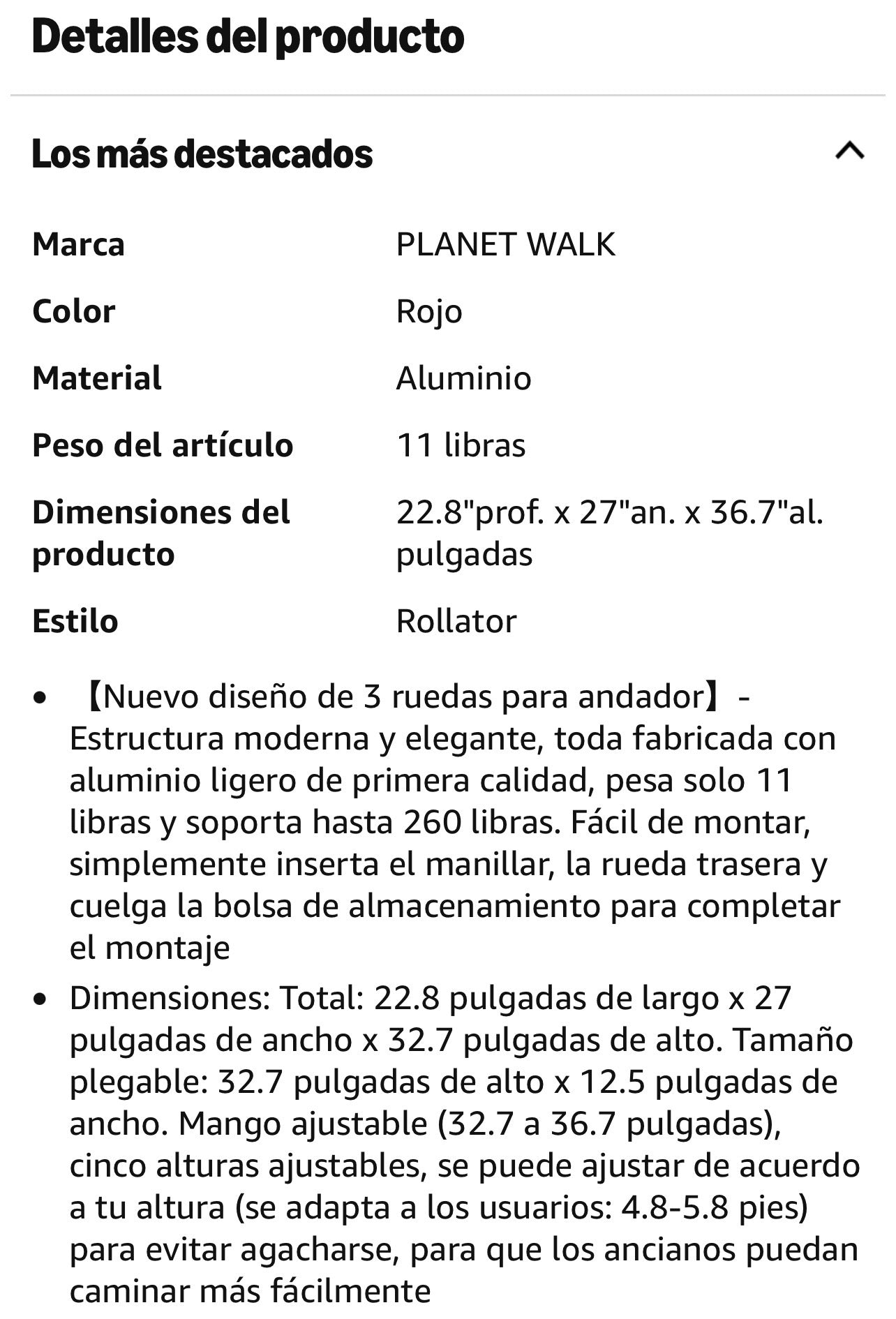 Planetwalk Premium Andador de 3 ruedas para personas mayores