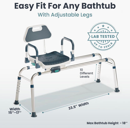 Silla de ducha deslizante con asiento giratorio