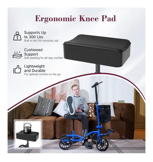 FVZZIN Knee Scooter with Basket – Black