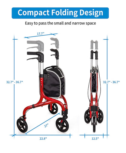 Planet Walk 3-Wheel Rollator with Storage Bag