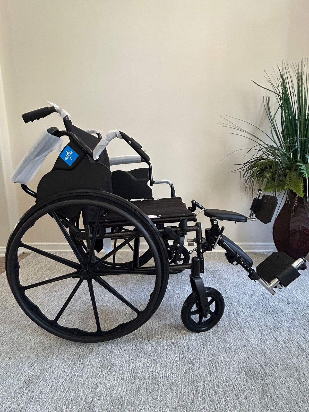 Medline Commode Wheelchair with Swing-Away Back, Desk-Length Arms, and Elevating Leg Rests