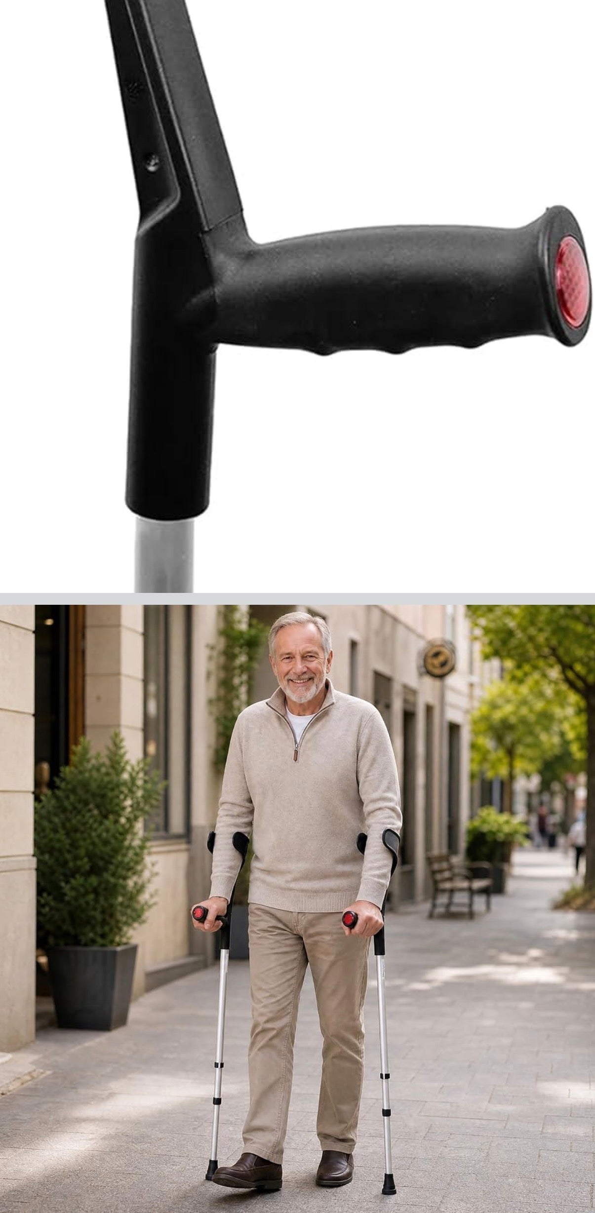 Mobility Muletas para antebrazo para adultos (2 unidades) puño abierto, altura ajustable, aluminio, muletas ligeras para codo, fabricadas en Europa