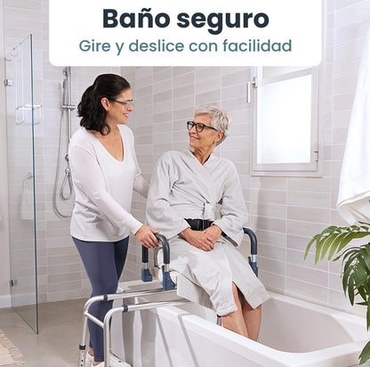 Silla de ducha deslizante con asiento giratorio