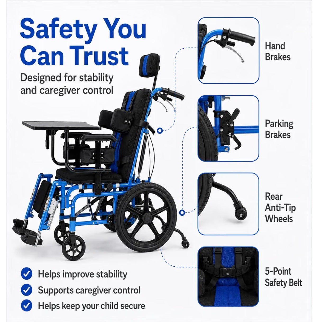 Silla de ruedas pediátrica reclinable