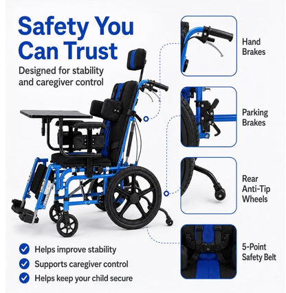 Silla de ruedas pediátrica reclinable