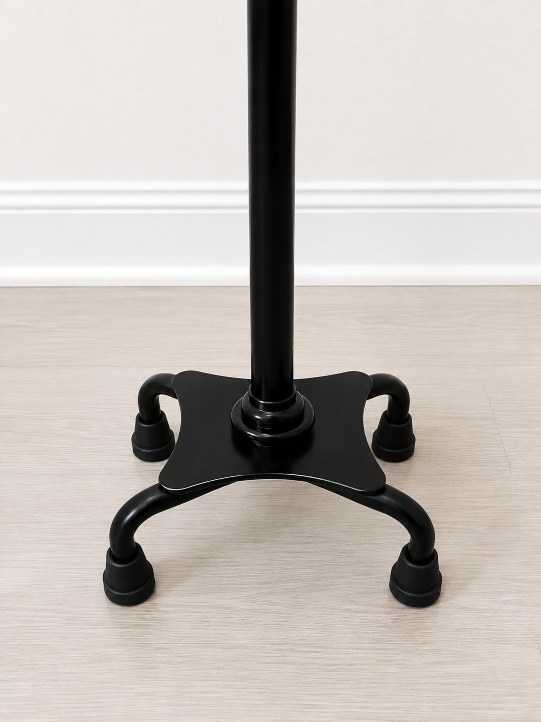 Adjustable Folding Quad Cane with Dual Handle – Black