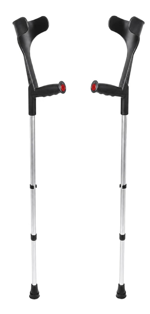 Mobility Muletas para antebrazo para adultos (2 unidades) puño abierto, altura ajustable, aluminio, muletas ligeras para codo, fabricadas en Europa