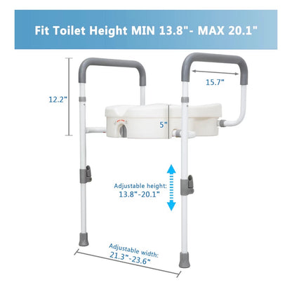 Asiento de inodoro elevado con asas para Adultos Mayores