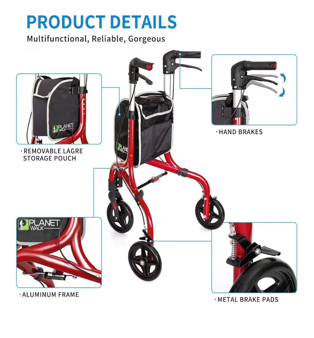 Planetwalk Premium Andador de 3 ruedas para personas mayores