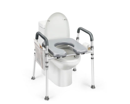 Asiento de inodoro elevado con asas, altura y ancho ajustables
500lb