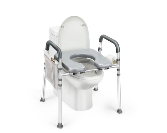 Adjustable Raised Toilet Seat with Safety Handles – 500 lb Capacity