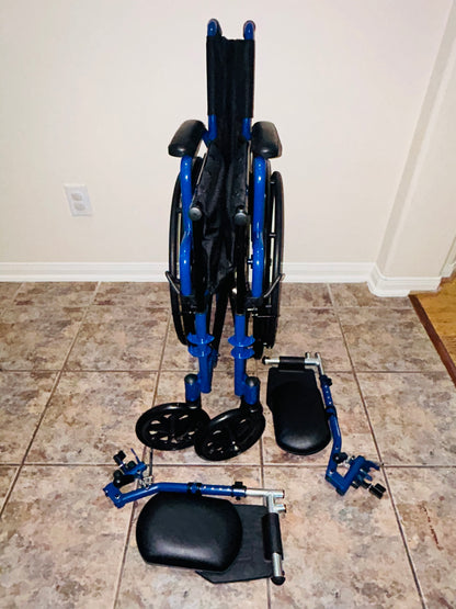 Drive Medical Blue Streak 18” Wheelchair with Elevating Leg Rests