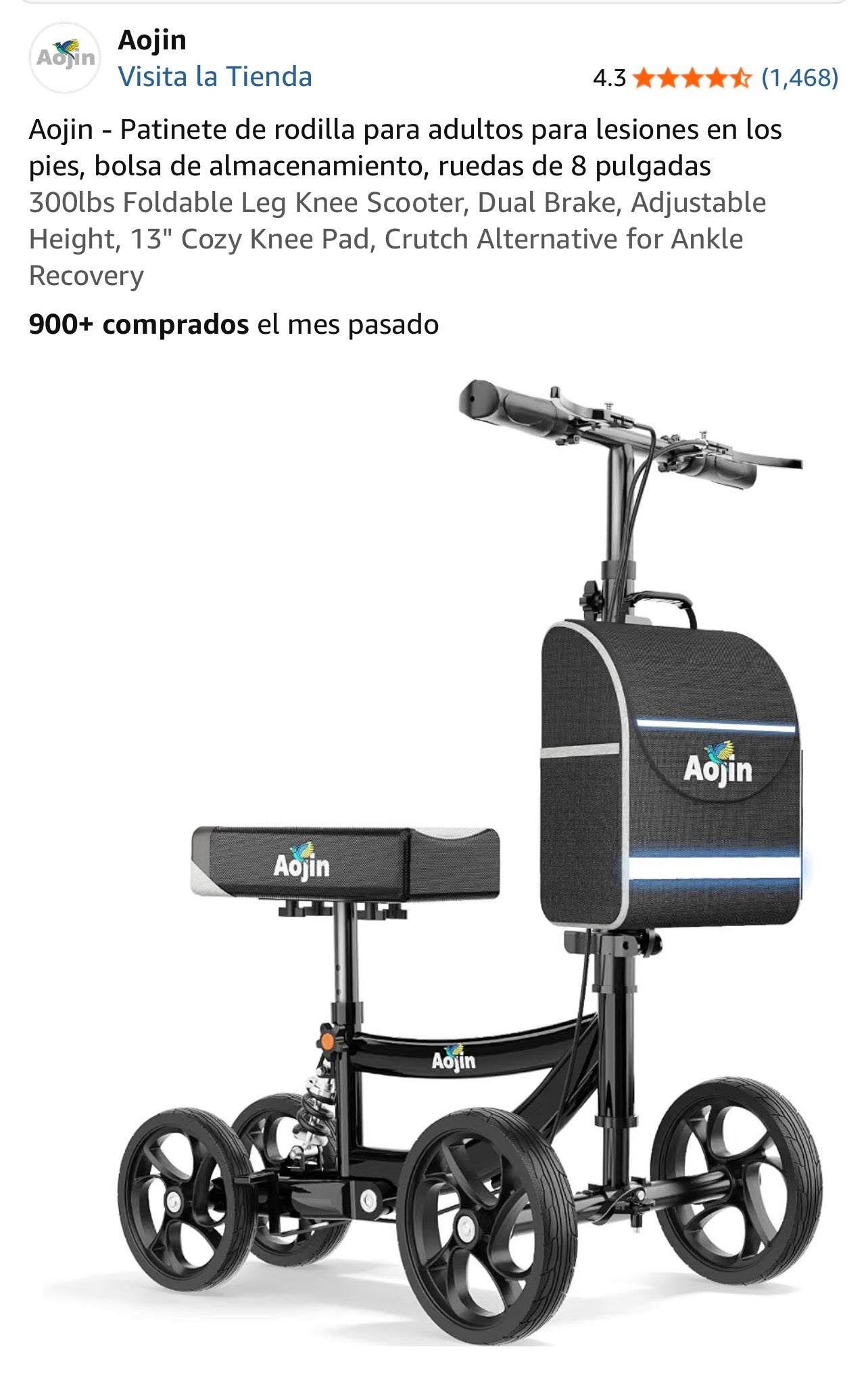 Aojin - Patinete de rodilla para adultos para lesiones en los pies