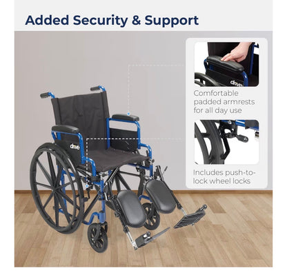 Silla de Ruedas Drive Medical 20” Posa Pies Elevadores