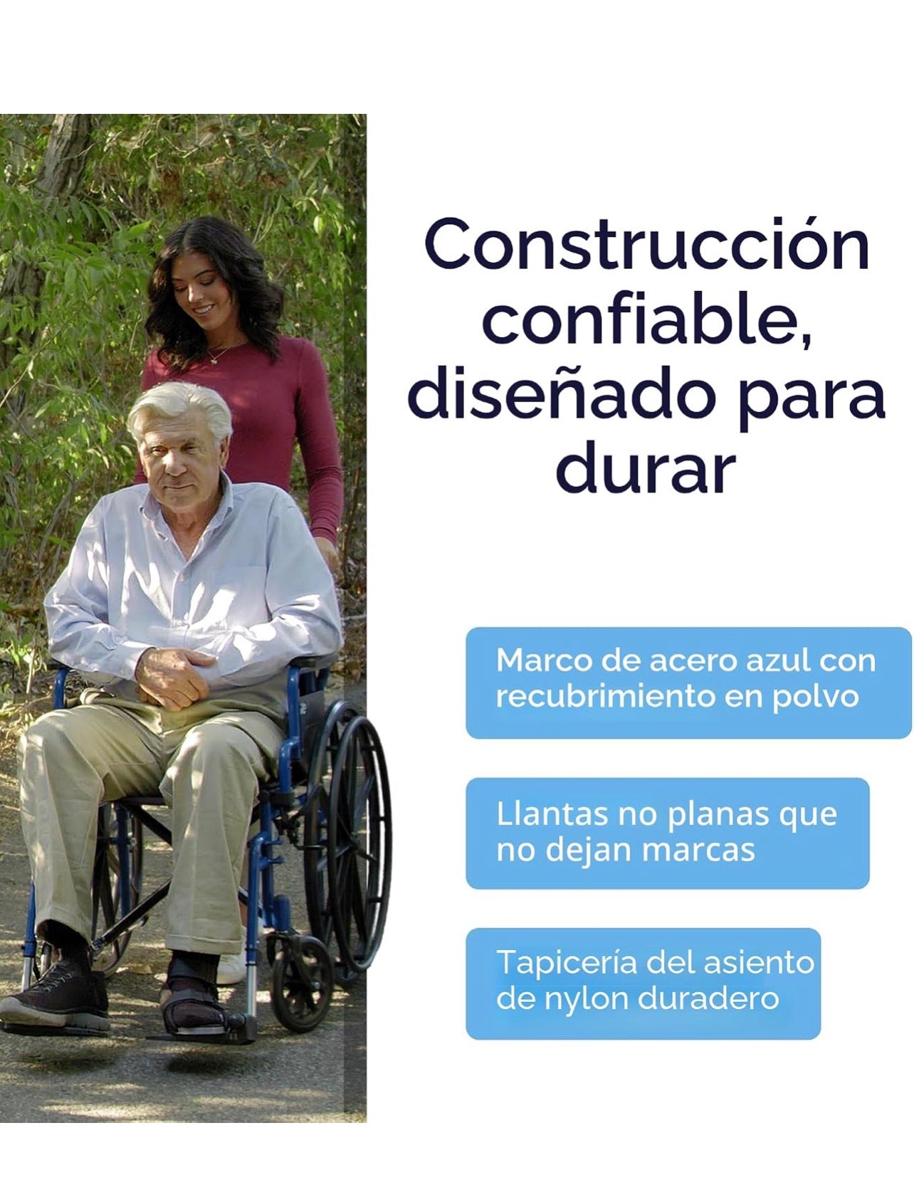 Drive Medical Blue Streak - Silla de ruedas plegable ligera