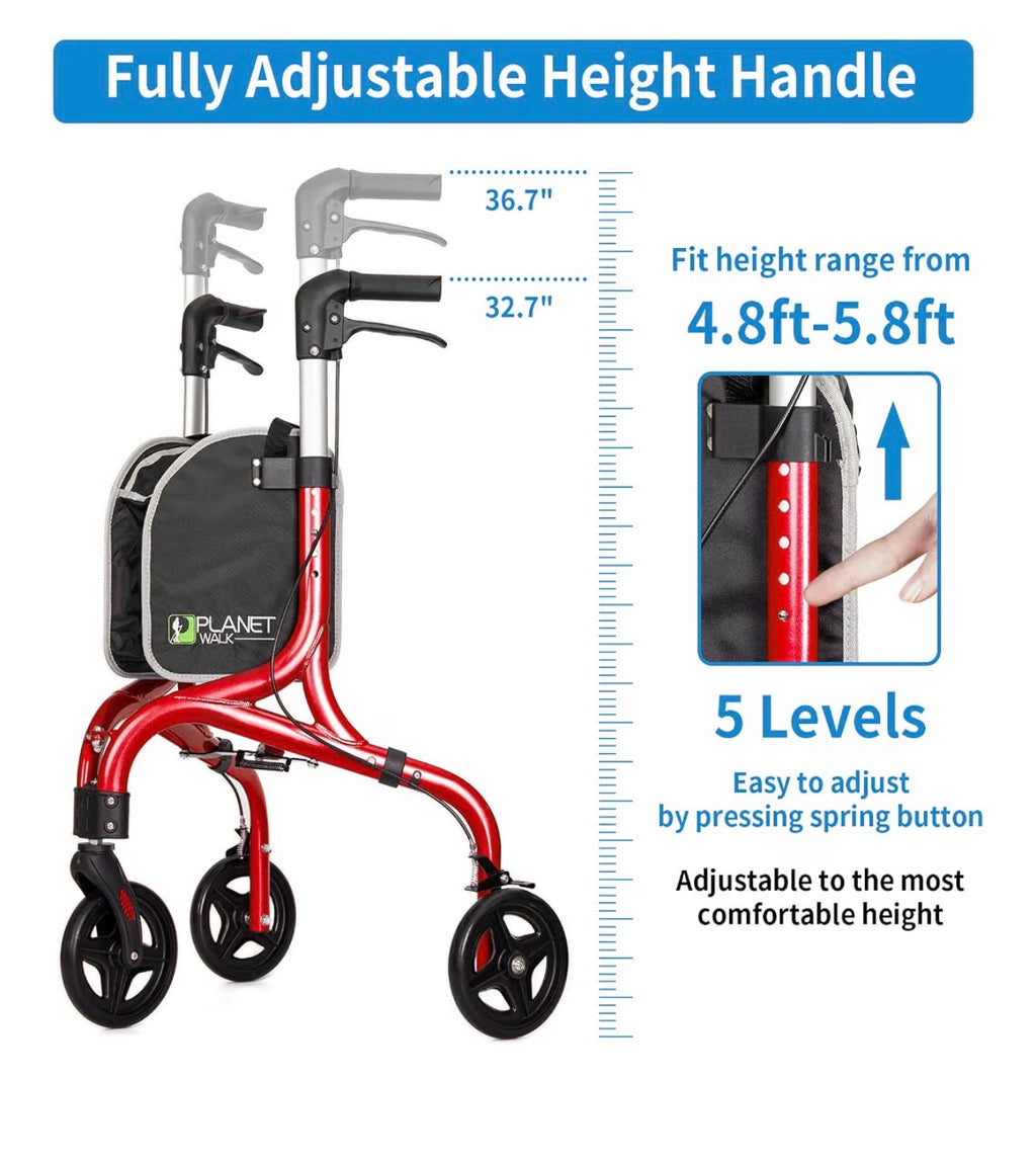 Planetwalk Premium Andador de 3 ruedas para personas mayores