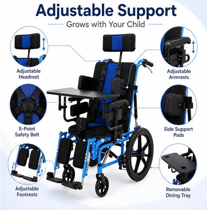 Silla de ruedas pediátrica reclinable