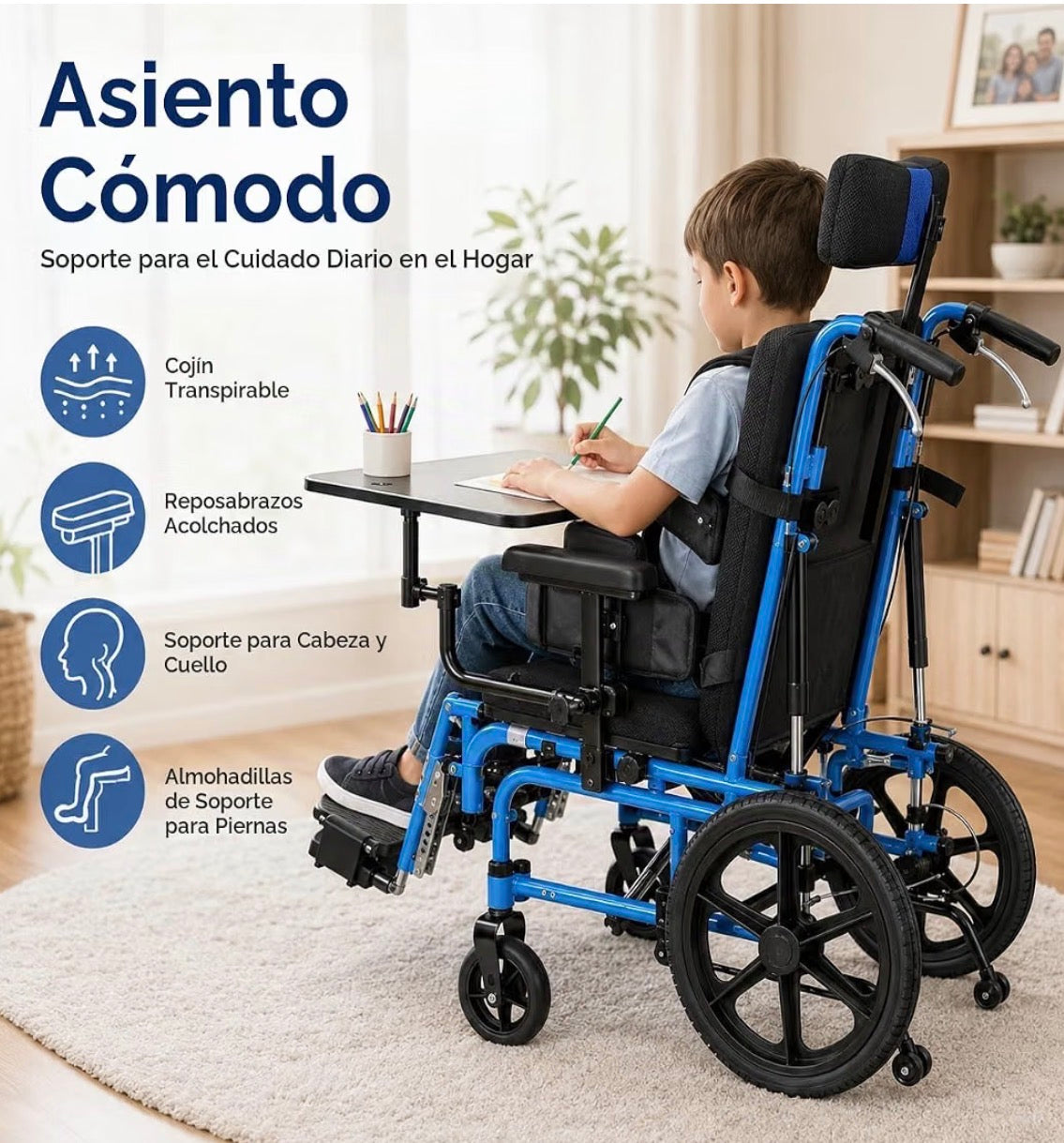 Silla de ruedas pediátrica reclinable