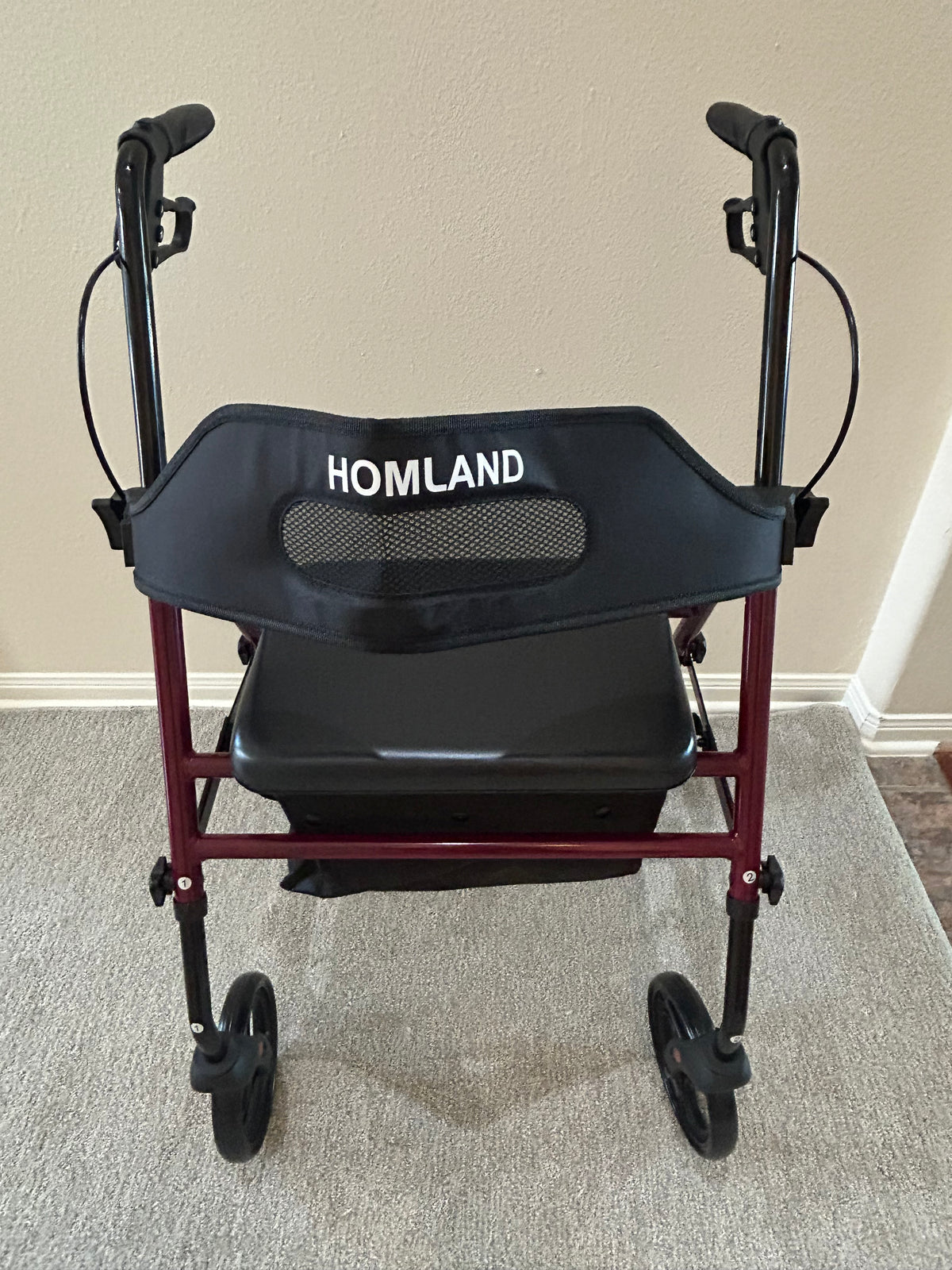 HOME LAND 4-Wheel Rollator Walker with Seat & Backrest