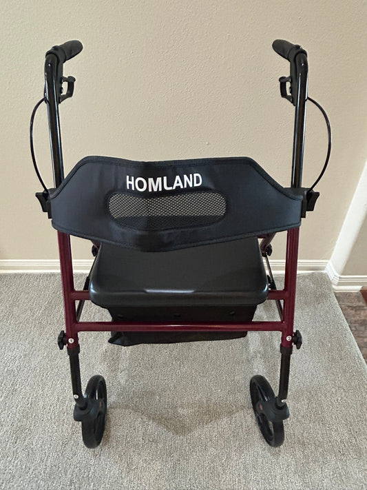 HOME LAND 4-Wheel Rollator Walker with Seat & Backrest