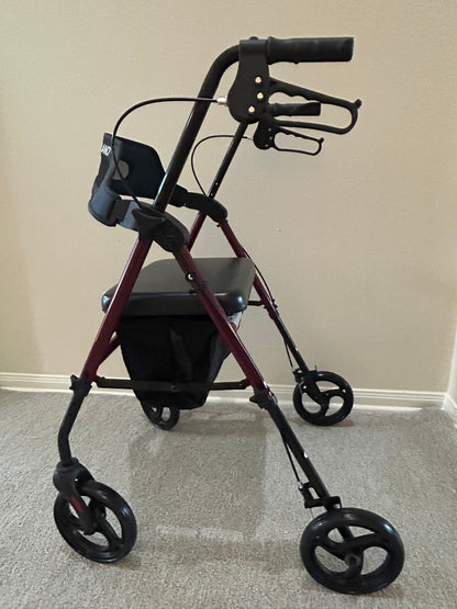 HOME LAND 4-Wheel Rollator Walker with Seat & Backrest