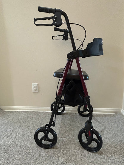 HOME LAND 4-Wheel Rollator Walker with Seat & Backrest
